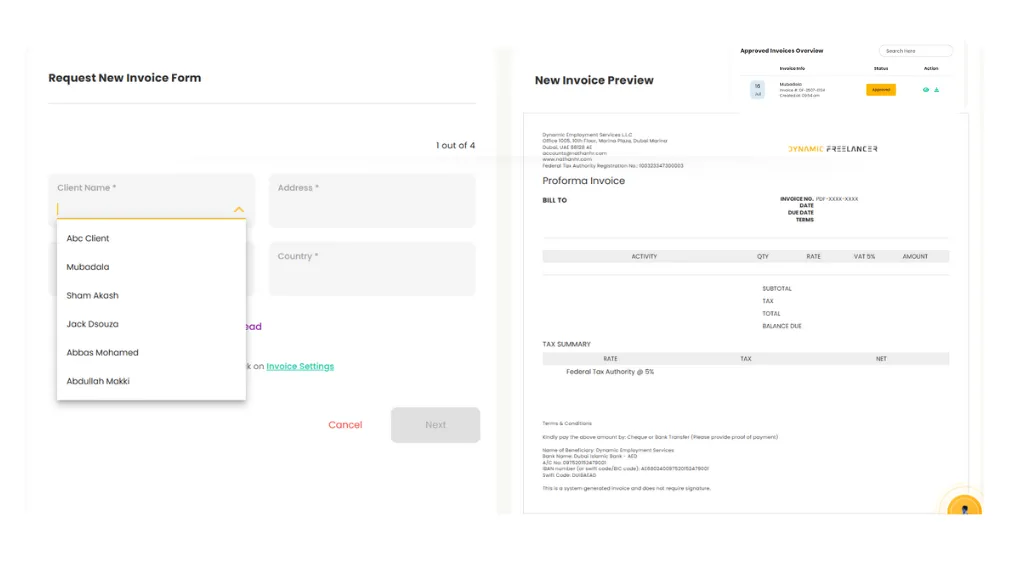Invoicing on Freelance Central 